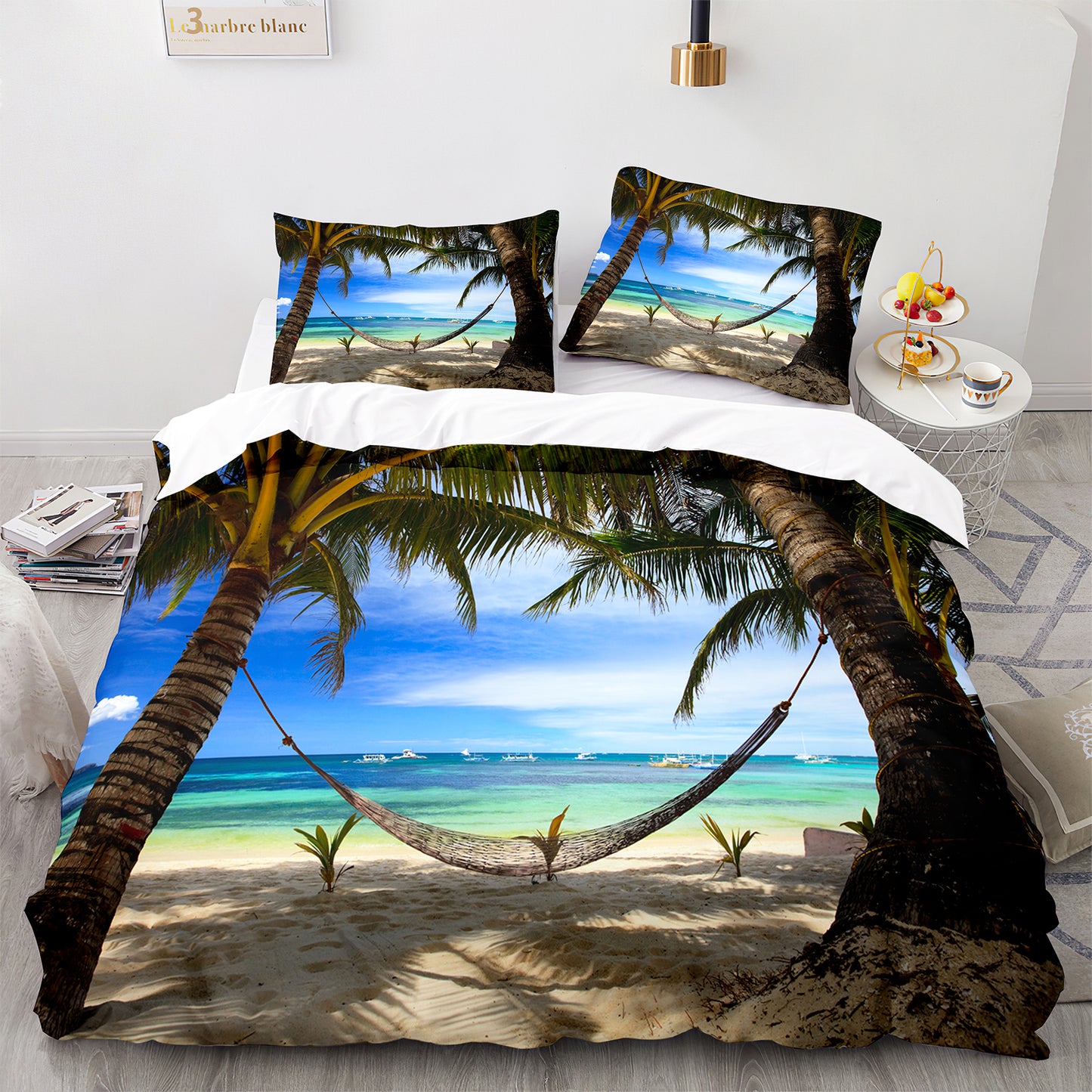 Parure de lit avec housse de couette et taies d'oreiller pour adolescents et adultes, taille King size, HJ3011