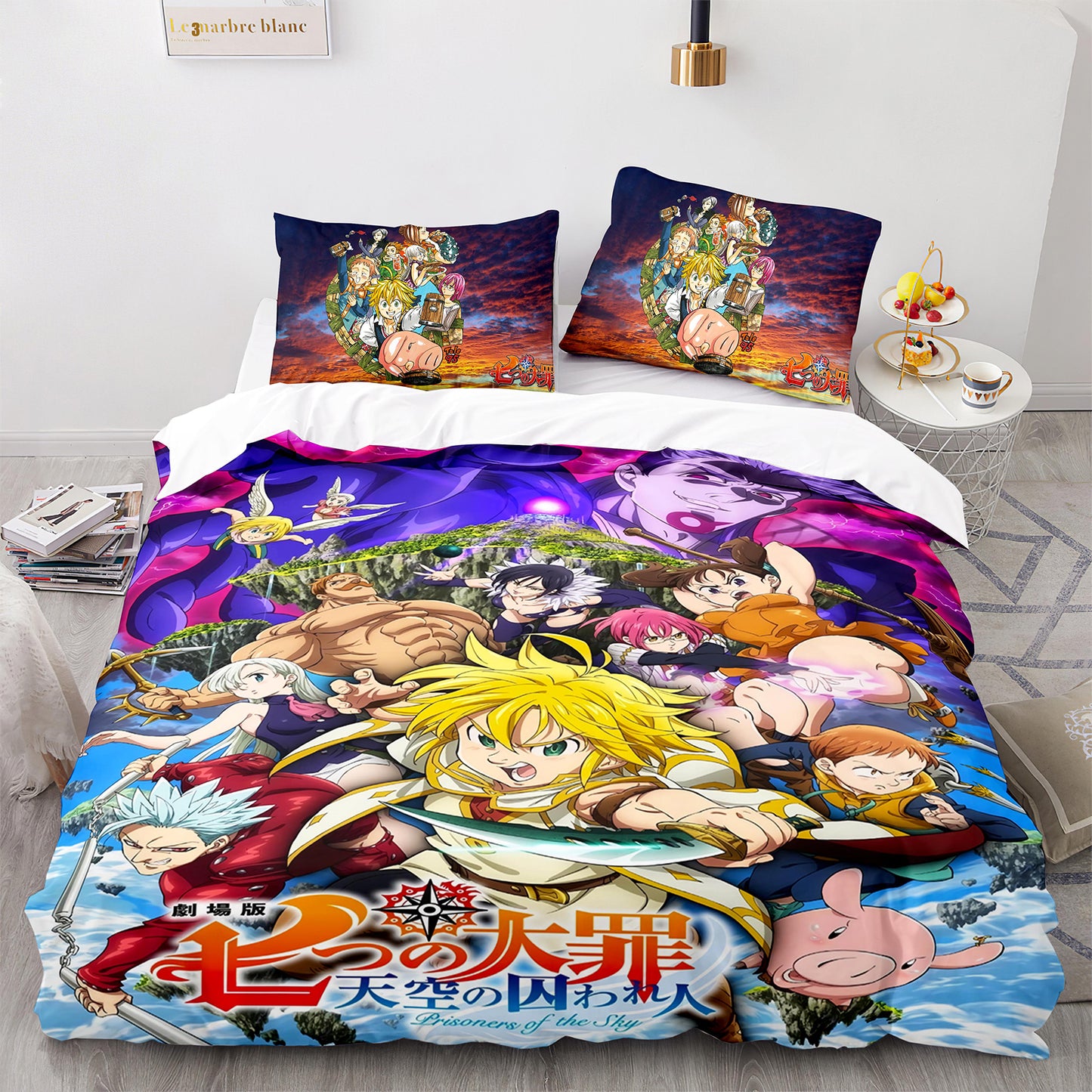 Parure de lit avec housse de couette et taies d'oreiller pour adolescents et adultes, taille King size, QZZ3012