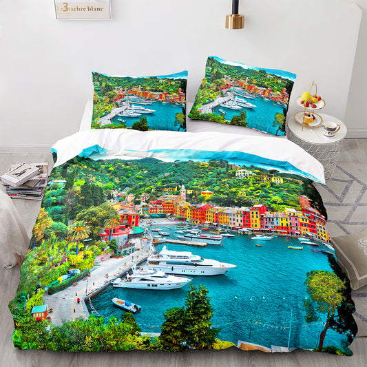 Parure de lit avec housse de couette et taies d'oreiller pour adolescents et adultes, taille King size, HJ3013