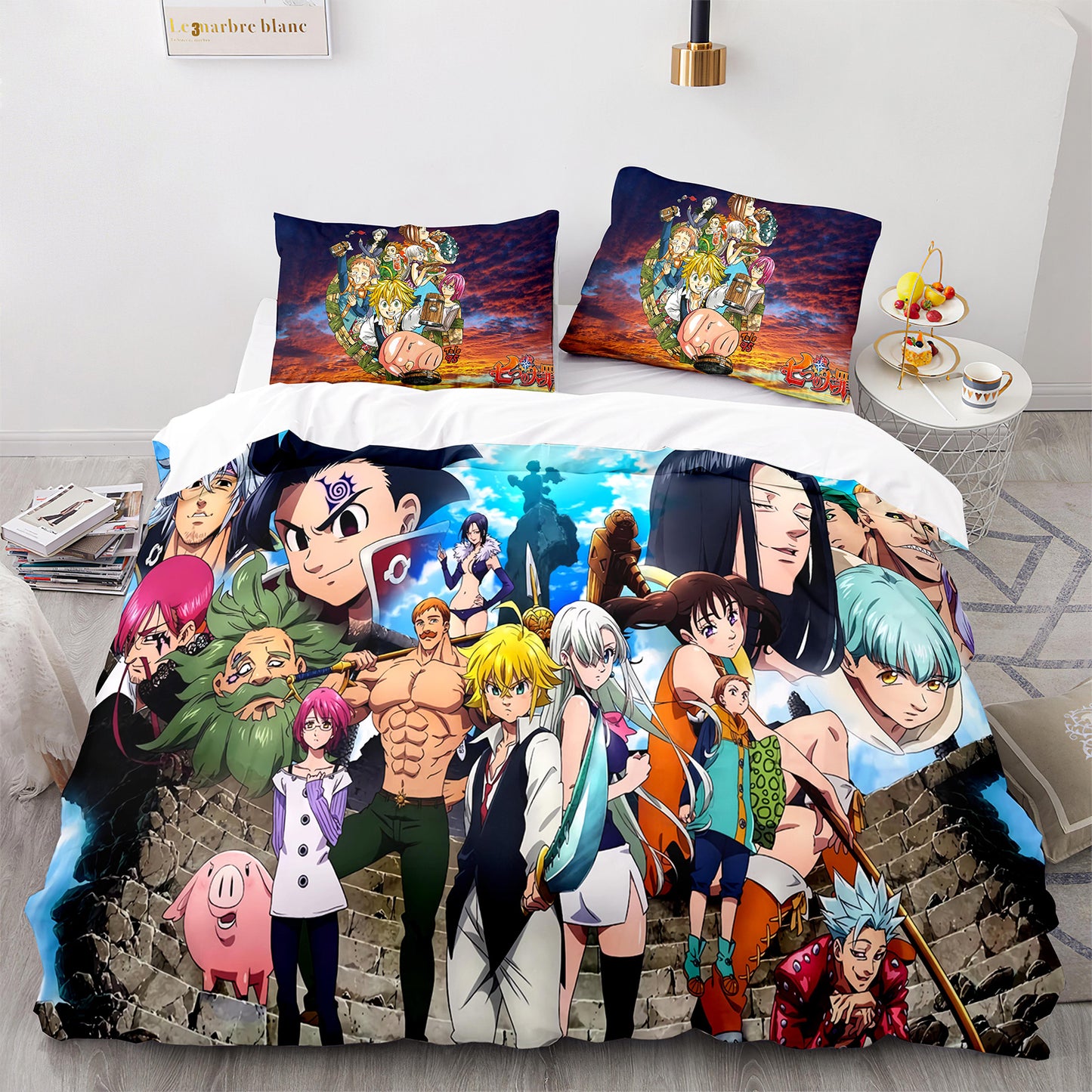 Cutom Bettbezug-Set Muster Chic Bettbezug King Size für Teenager Erwachsene Bettwäsche-Set mit Kissenbezügen QZZ3014