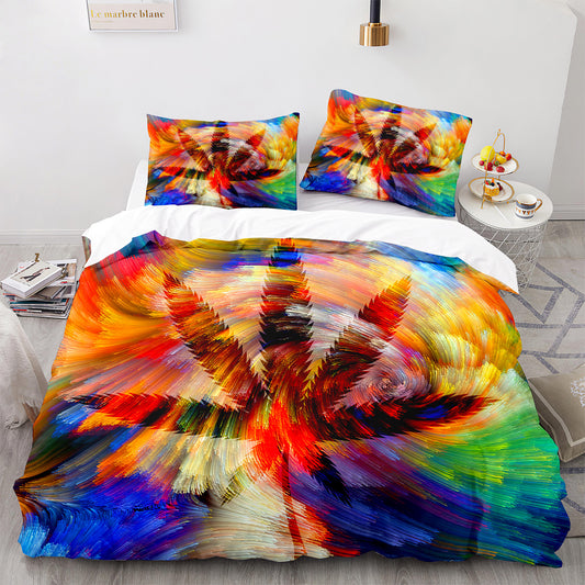Parure de lit avec housse de couette et taies d'oreiller Motif feuille d'érable Housse de couette chic King Size pour adolescents et adultes FY3015