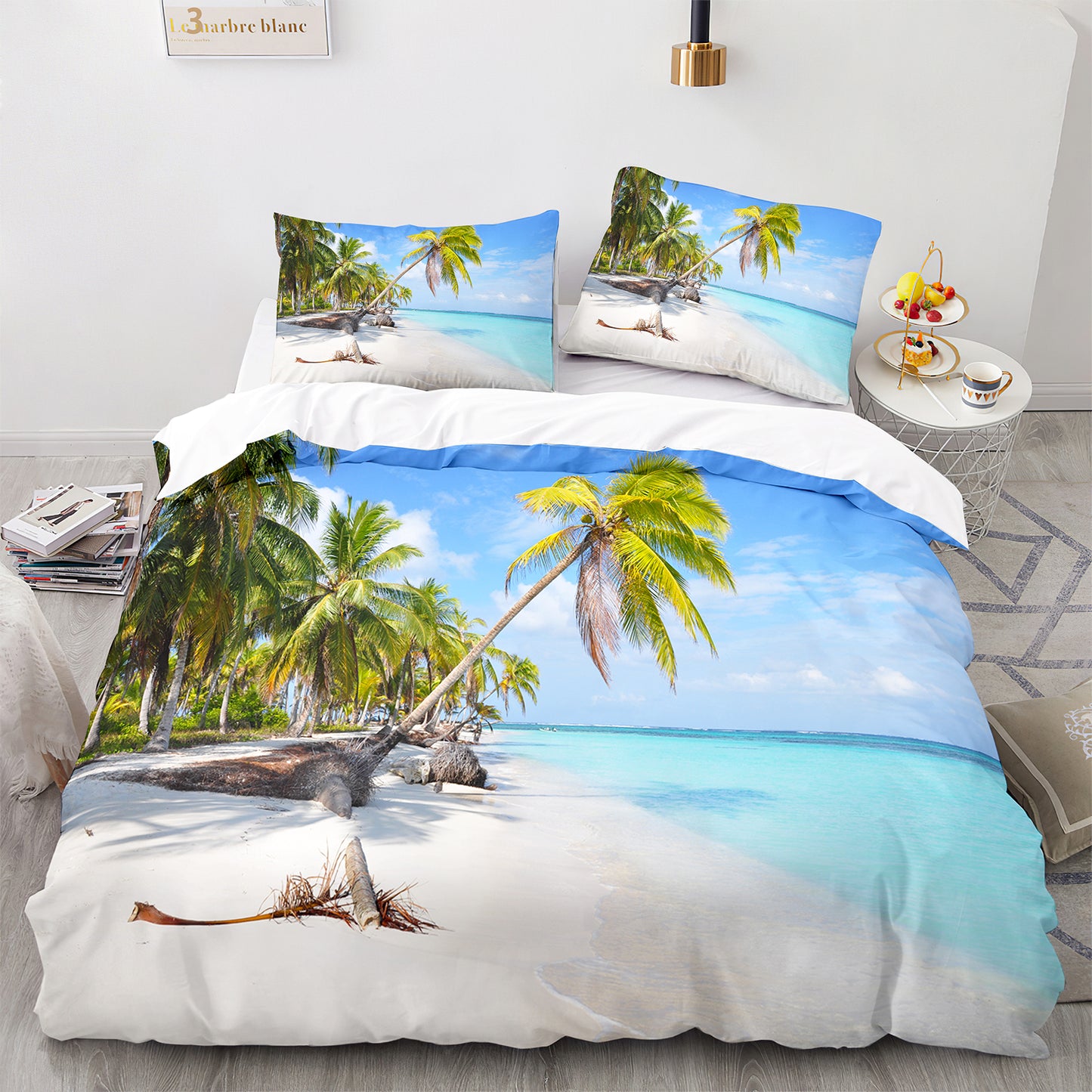 Parure de lit avec housse de couette et taies d'oreiller pour adolescents et adultes, taille King size, HJ3015