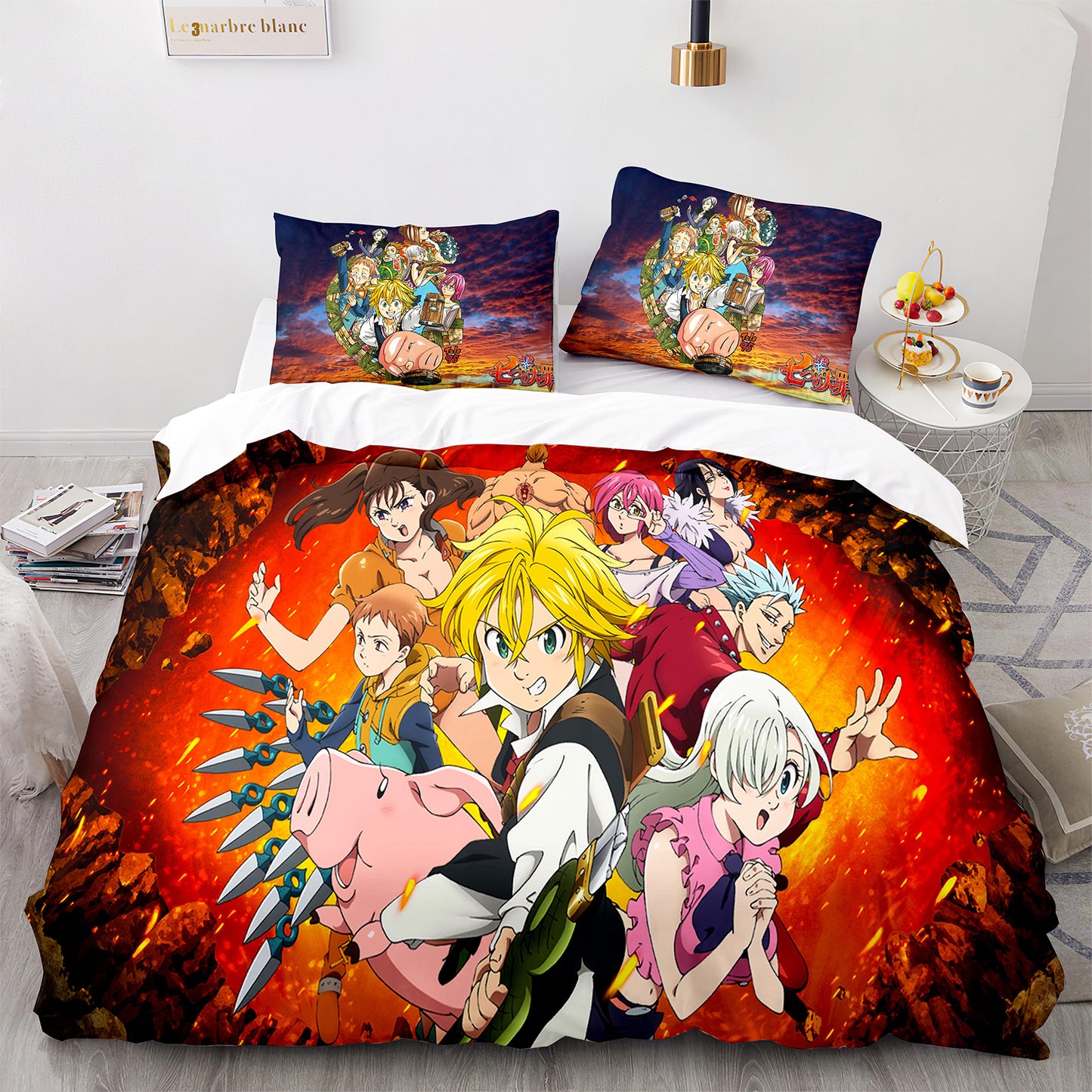 Cutom Bettbezug-Set Muster Chic Bettbezug King Size für Teenager Erwachsene Bettwäsche-Set mit Kissenbezügen QZZ3016