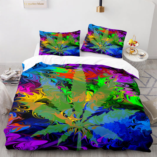 Parure de lit avec housse de couette et taies d'oreiller Motif feuille d'érable Housse de couette chic King Size pour adolescents et adultes FY3016 dc76