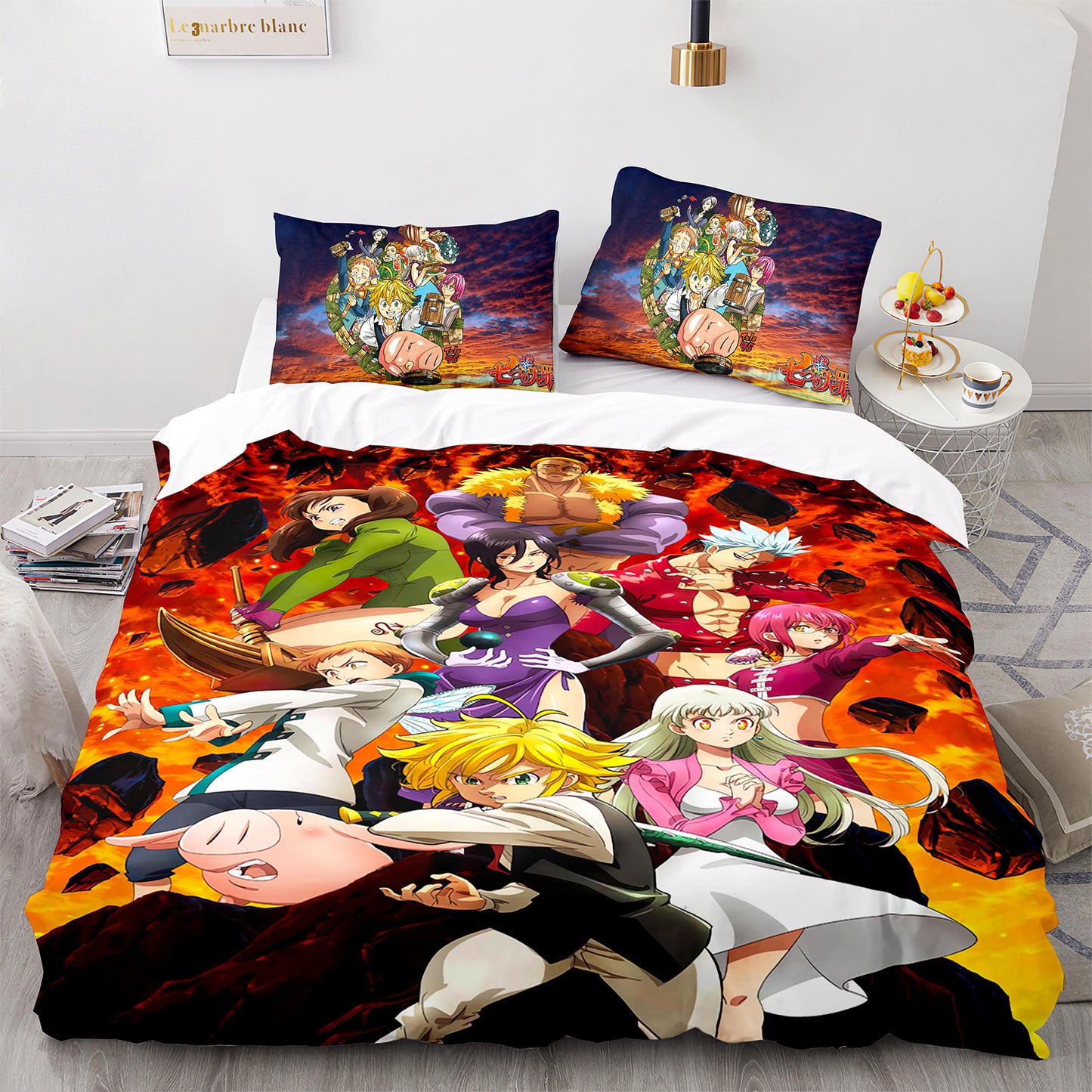 Cutom Bettbezug-Set Muster Chic Bettbezug King Size für Teenager Erwachsene Bettwäsche-Set mit Kissenbezügen QZZ3017