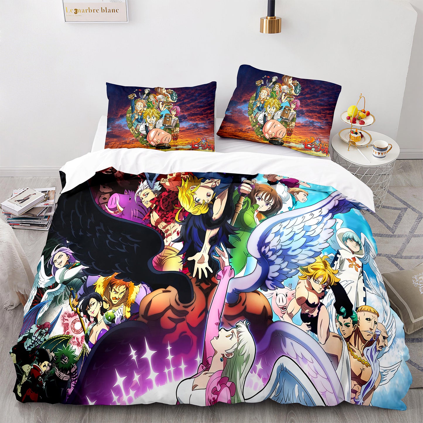 Cutom Bettbezug-Set Muster Chic Bettbezug King Size für Teenager Erwachsene Bettwäsche-Set mit Kissenbezügen QZZ3018