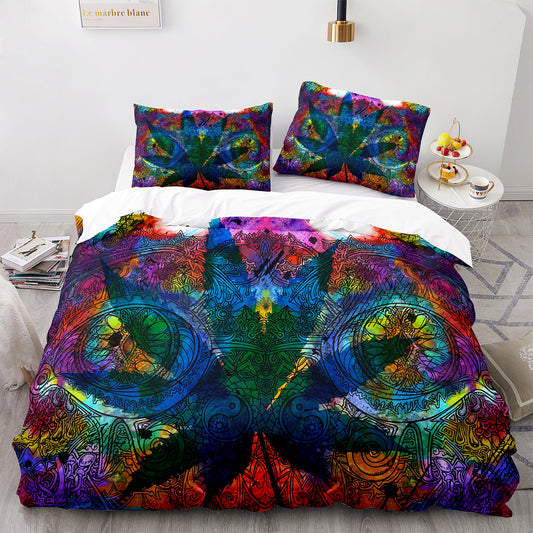 Parure de lit avec housse de couette et taies d'oreiller Motif feuille d'érable Housse de couette chic King Size pour adolescents et adultes FY3019