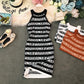 Robe en tricot sans manches à col suspendu 2826