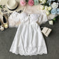 Robe unie à épaules dénudées et dos nu brodée, sans bretelles, taille haute, 3726