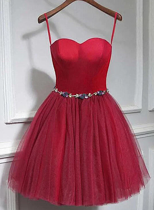 Süßes rotes Tüll-Schatz-Heimkehrkleid, rotes Partykleid gh422