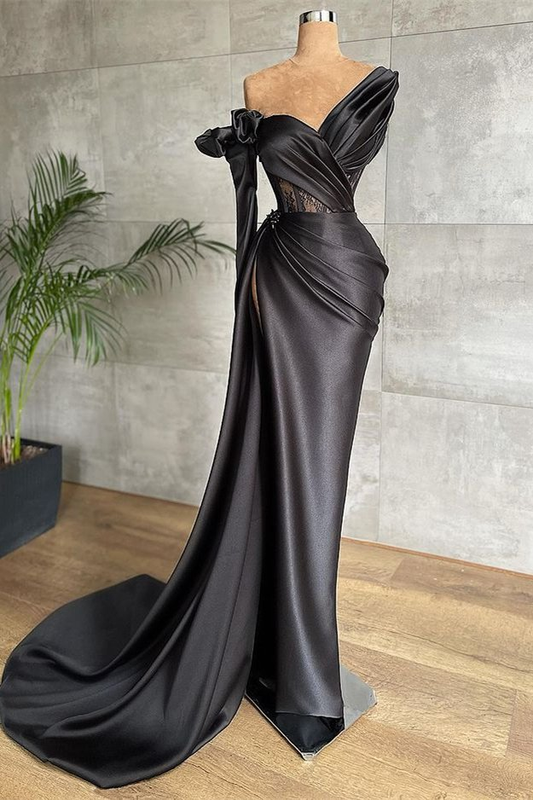 Black Long Sleeves Mermaid Prom Dress gh675