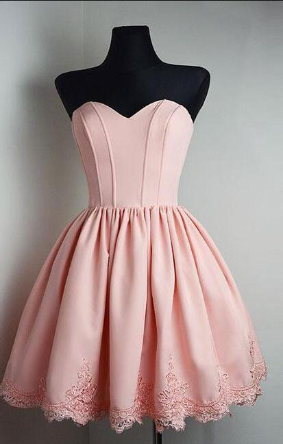 Short Pink Homecoming Dress, Strapless Sweetheart Prom Dress,Short Homecoming Dress, A-Line Open Back Graduation Dress,Cute Short Prom Dresses,Sweet 16 Cocktail Dresses,Homecoming Dress  gh892