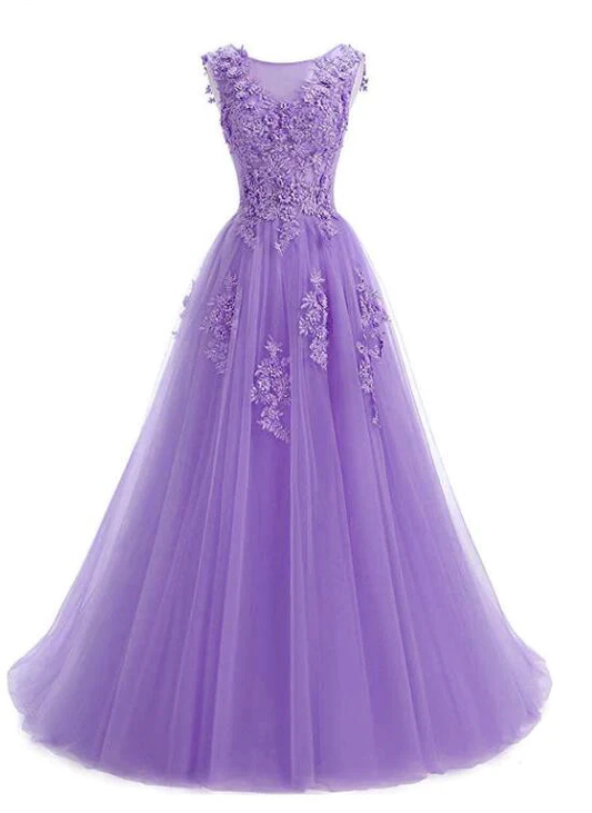 Beautiful Lavender Tulle Long Prom Dress  A-Line Party Dress gh605