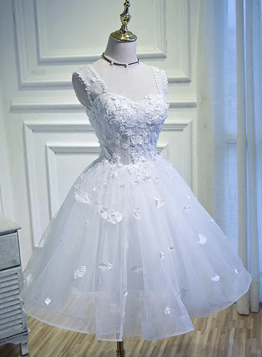 White lace tulle long prom dress cocktail dress gh886