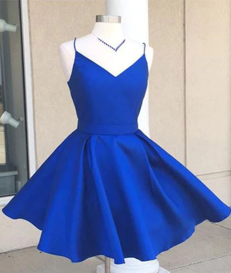 Kurzes blaues Abschlussballkleid, Abiballkleider, Abschlussfeierkleid, formelles Winterkleid gh859