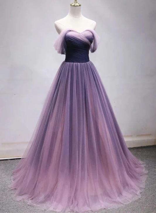 Beautiful Tulle Gradient Long A-Line Formal Dress, Sweetheart Party Gown gh444