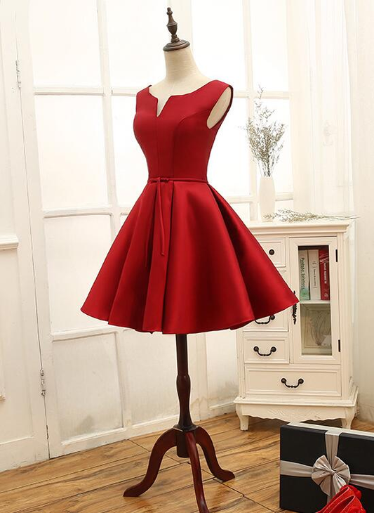 Bezauberndes rotes Satin-Homecoming-Kleid 2024, kurzes Partykleid gh517