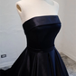 Navy Blue Satin Long Party Dress, Elegant Dark Blue Formal Dress Evening Dress  gh134