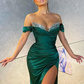 Dark Green Off-the-Shoulder Mermaid Prom Dress Split gh636