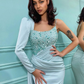 Elegant One Shoulder Long Sleeve Sequins Mermaid Prom Dress With Split gh785