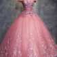 Off The Shoulder Long Ball Gown Lace Princess Prom Dresses Quinceanera Dresses  gh927