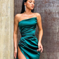 Modern Dark Green Starpless Mermaid Long Prom Dress With Split gh819