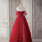 Red Sweetheart Tulle Long Beautiful Prom Dresses, Wine Red Party Dresses Evening Gown  gh9