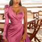 One Shoulder Long Sleeves Prom Dres With Split  gh700