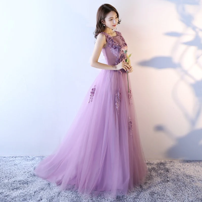 Beautiful Light Purple Tulle Long Gown, Tulle Formal Dress  gh535