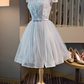 Süßes, schulterfreies, knielanges Partykleid aus Spitze und Tüll, Heimkehrkleid gh442