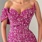 Purple One-Shoulder Sweetheart Mermaid Prom Dress With Split gh709