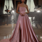 Pink Strapless Sleeveless Sequins A-Line Prom Dress With Split gh724