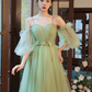 Light Green Tulle Simple Sweetheart Party Dresses, Green Long Prom Dresses gh5