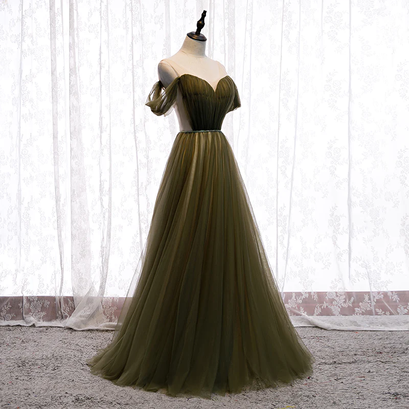 Off Shoulder Tulle Sweetheart Floor Length Long Party Dress, A-Line Wedding Party Dresses Prom dress  gh19