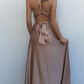 Robe de bal à bretelles spaghetti et col en V gh689