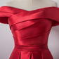 Süßes rotes schulterfreies Heimkehrkleid aus Satin, Rotes Heimkehrkleid gh449
