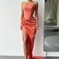 Robe de soirée longue sans bretelles fendue gh616
