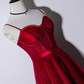 Belle robe de soirée de mariage rouge foncé à bretelles longueur thé, robe de retour à la maison gh296