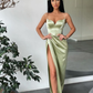 Robe de bal sirène à bretelles spaghetti fendue gh691