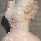 Eelgant Pink Round Neckline Prom Dress, Pink Sweet 16 Dresses  gh397