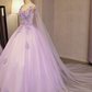 Charming Lavender Tulle Flowers Long Prom Dress, Sweet 16 Gowns  gh380