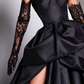 Robe de soirée longue élégante en taffetas sexy à la mode noire gh727