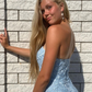 Robe de bal sirène bleu ciel avec fente gh694