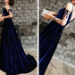 Belle robe de soirée en velours, robe de bal longue à bretelles gh312