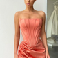 Robe de soirée longue sans bretelles fendue gh616