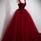 Wunderschönes weinrotes Tüll-Ballkleid-langes Abschlussball-Kleid-formelles Kleid, Burgunder-Bonbon-16-Kleider gh14