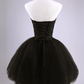 Belle robe de soirée courte noire en dentelle et tulle, robe de bal courte à décolleté en cœur gh159