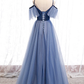 Robe de soirée coupe A-Line Champagne avec dentelle blanche à encolure ronde, belles robes de soirée de mariage gh0027