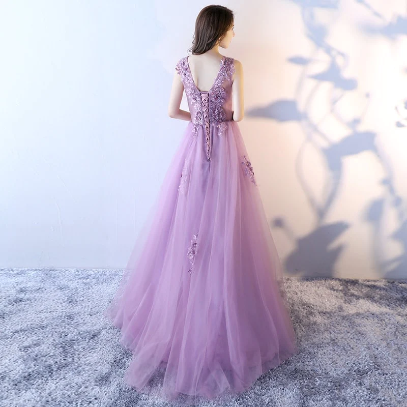 Beautiful Light Purple Tulle Long Gown, Tulle Formal Dress  gh535