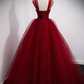 Wunderschönes weinrotes Tüll-Ballkleid-langes Abschlussball-Kleid-formelles Kleid, Burgunder-Bonbon-16-Kleider gh14